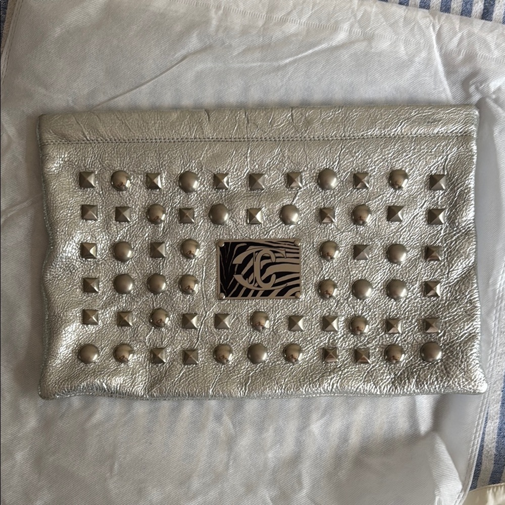 Just Cavalli Black Logo Patterned Fabric